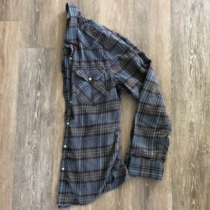 Lucky Brand Plaid Western Button up